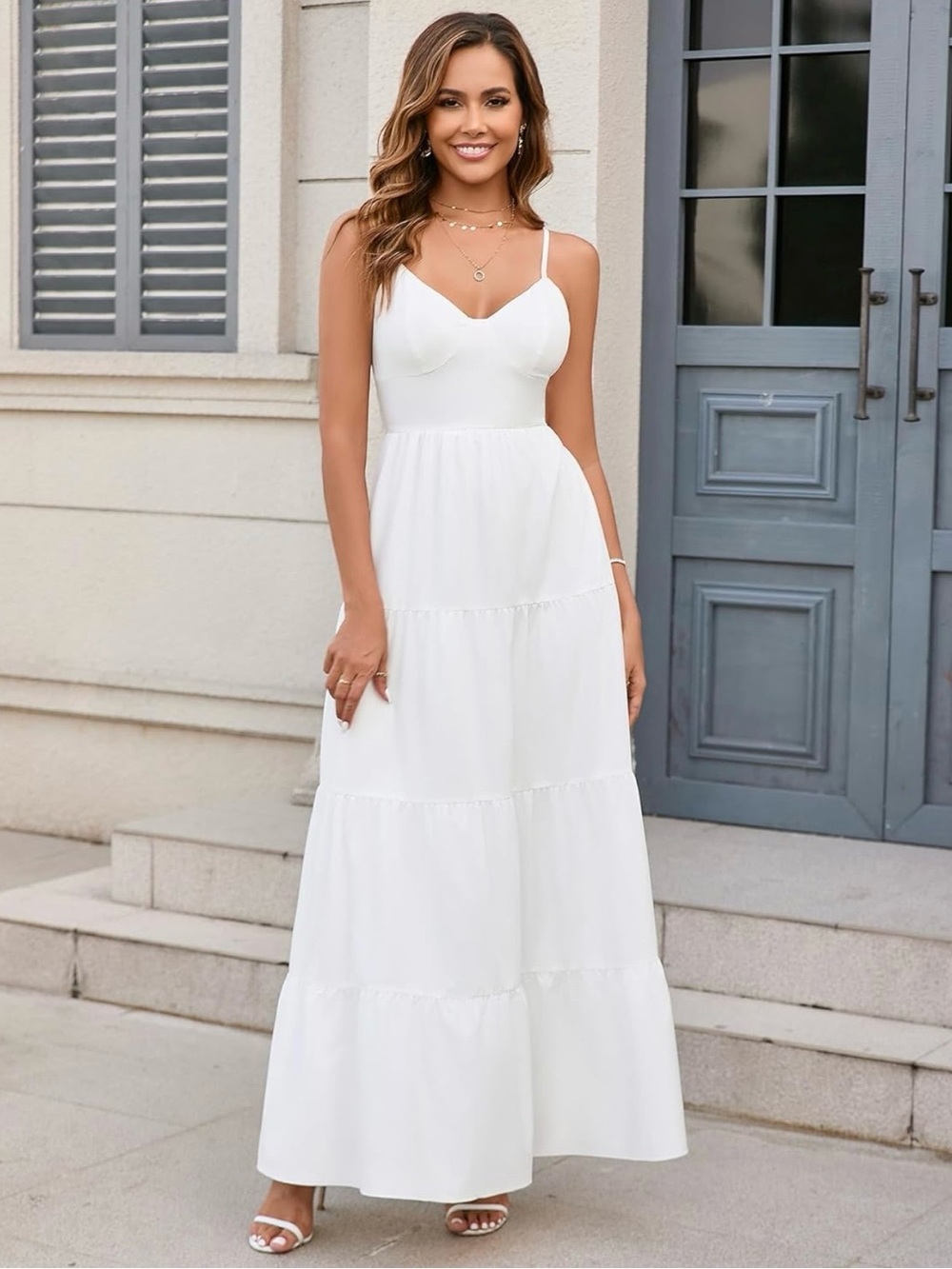 White Spaghetti-Strap Maxi Dress